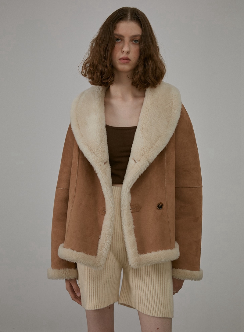 Womens brown fake fur coat