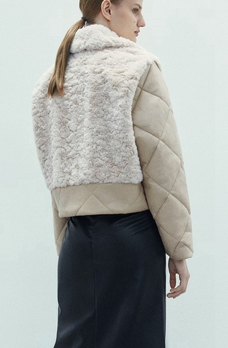 Womens fake fur patchwork jacket