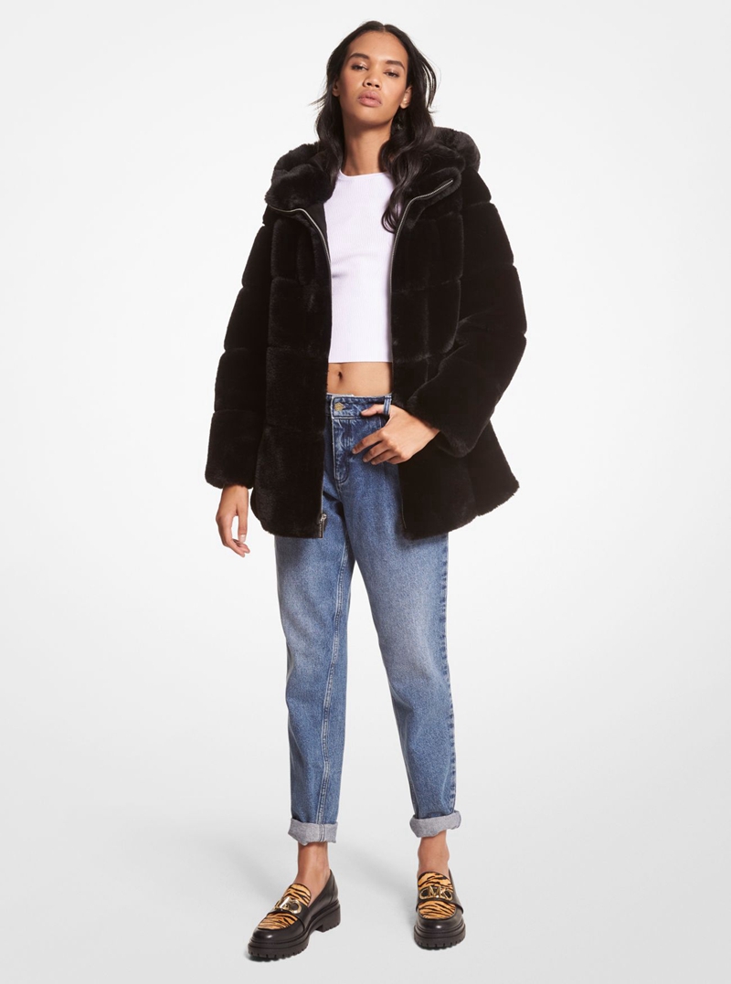Womens hat fake fur coat