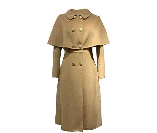 Womens wool-collar detachable felt coat