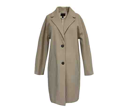 Womens wool-collar detachable felt coat