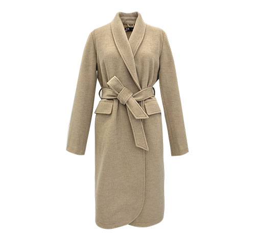 Womens wool-collar detachable felt coat