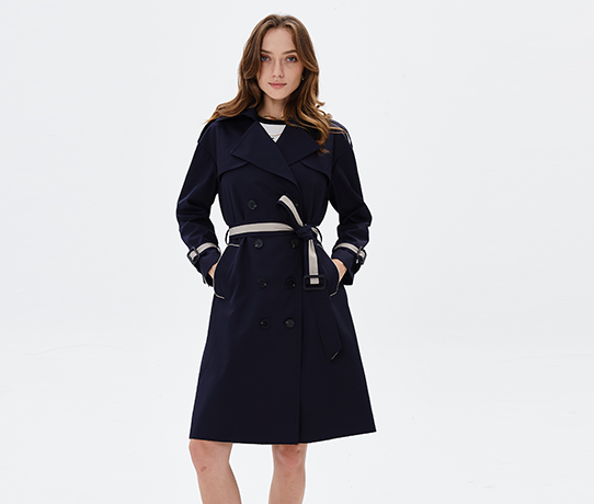 Womens wool-collar detachable felt coat