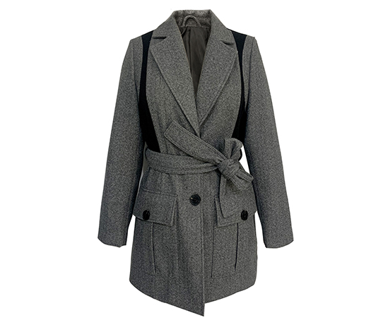 Womens wool-collar detachable felt coat