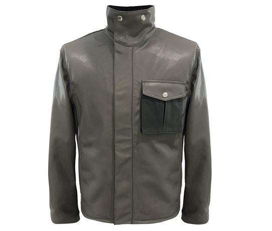 Mens slim-fit faux leather jacket